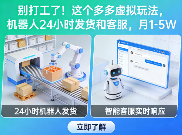 别打工了！这个多多虚拟玩法，机器人24小时发货和客服，月1-5W【揭秘】-huitchan网创