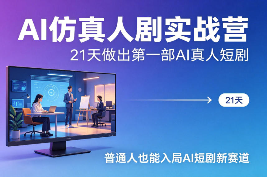 AI仿真人剧实战营，21天做出第一部AI真人短剧，普通人也能入局AI短剧新赛道-huitchan网创