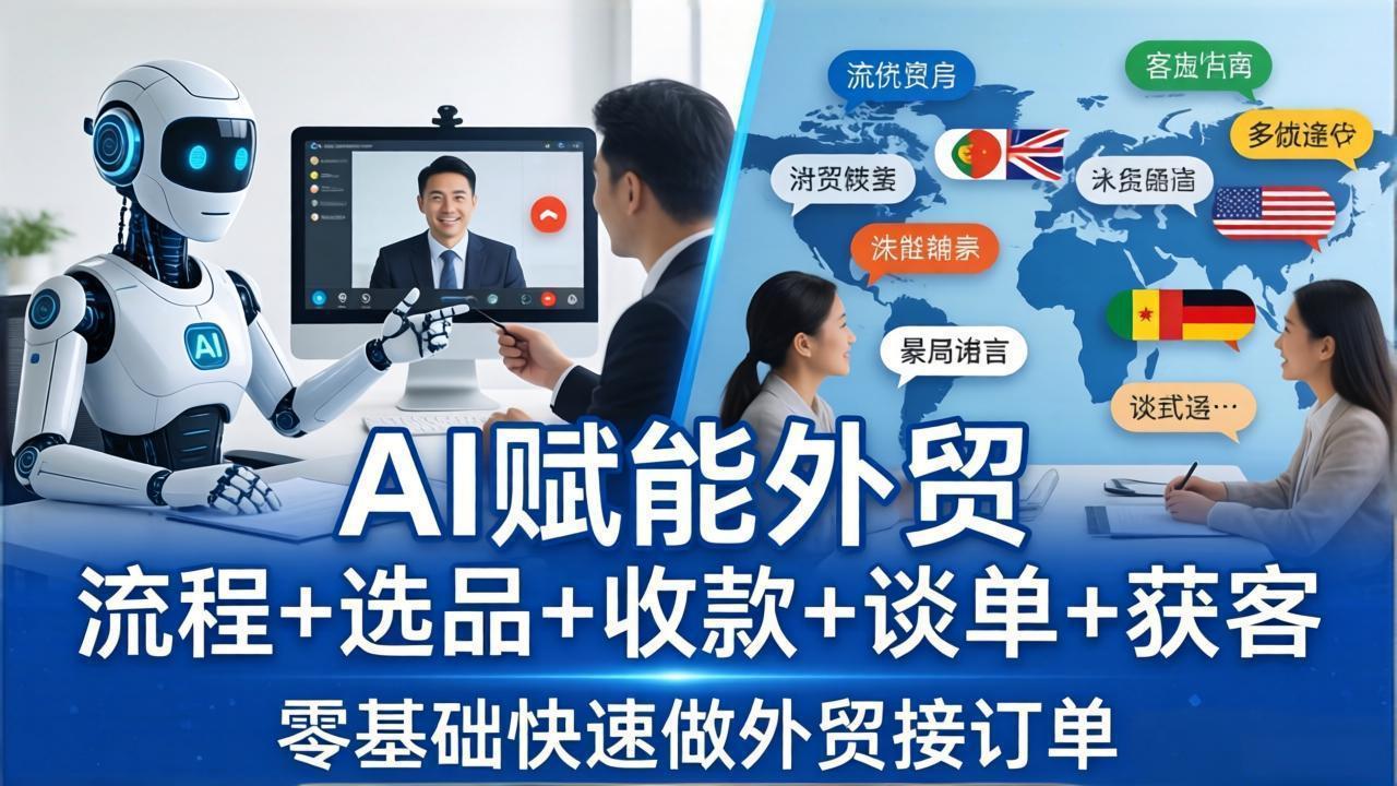 外贸+AI实战课：流程+选品+收款+谈单+获客，零基础快速做外贸接订单-huitchan网创