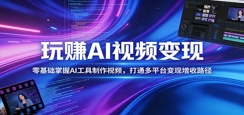 玩赚AI视频变现，零基础掌握AI具制作视频，打通多平台变现增收路径-huitchan网创