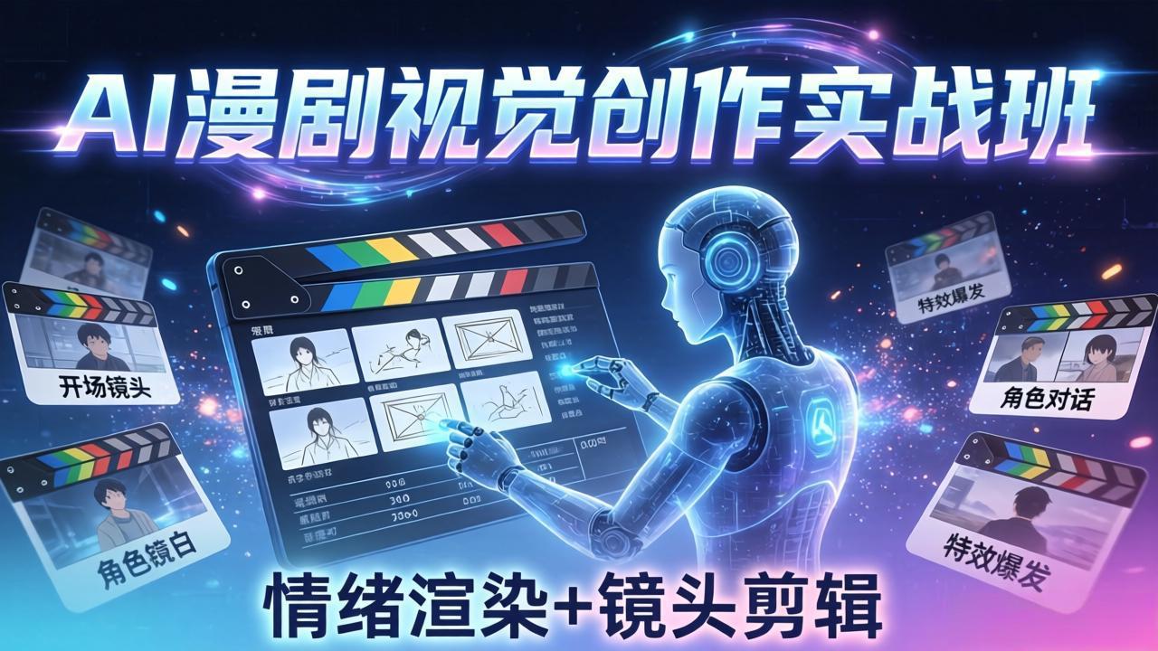 AI漫剧视觉导演思维实战班，从脚本到成片全掌握，分镜设计情绪渲染一站学会-huitchan网创