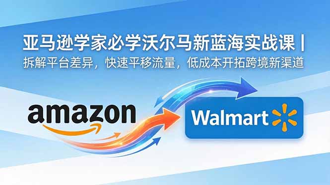 亚马逊卖家必学沃尔玛新蓝海实战课｜拆解平台差异，快速平移流量，低成本开拓跨境新渠道-huitchan网创