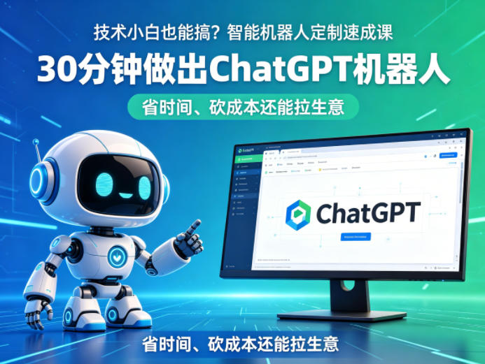 技术小白也能搞？智能机器人定制速成课，30分钟做出ChatGPT机器人，省时间、砍成本还能拉生意-huitchan网创
