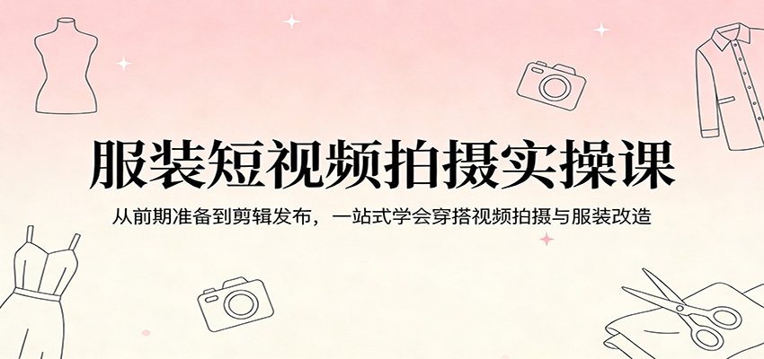服装短视频拍摄实操课：从前期准备到剪辑发布，一站式学会穿搭视频拍摄与服装改造-huitchan网创