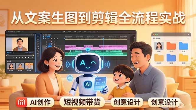 原创 AI 剧情短视频带货：AI+家庭剧情+带货广告，从文案生图到剪辑全流程实战-huitchan网创