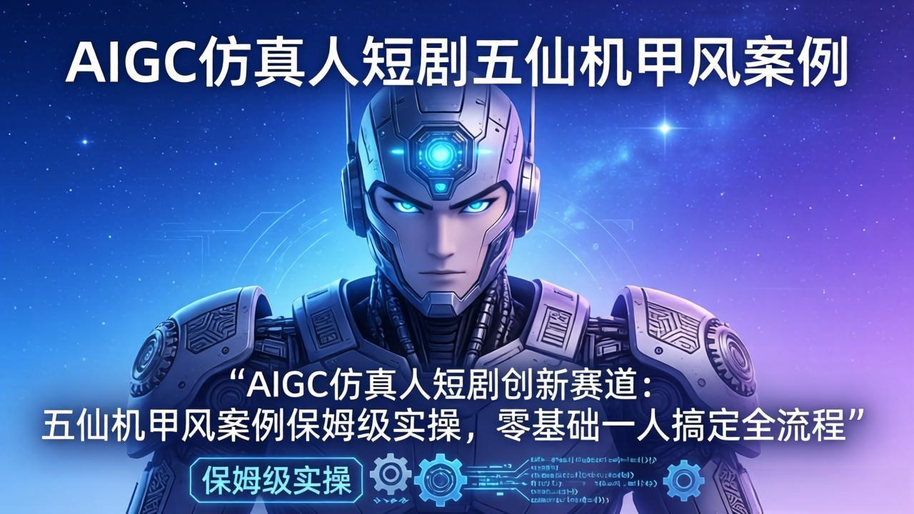 AIGC仿真人短剧创新赛道：五仙机甲风案例保姆级实操，零基础一人搞定全流程-huitchan网创