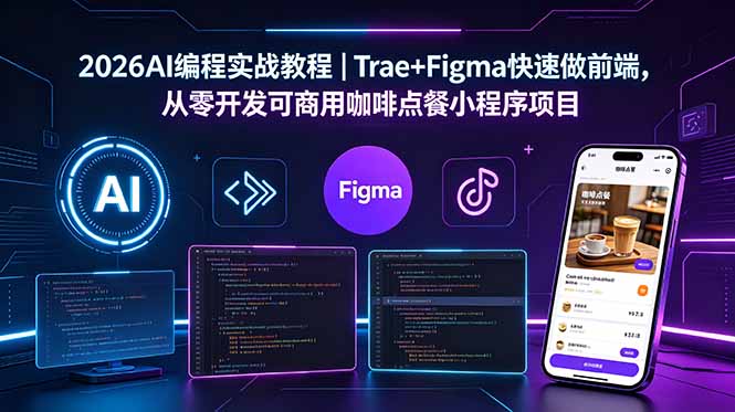 2026AI编程实战教程｜Trae+Figma快速做前端，从零开发可商用咖啡点餐小程序项目-huitchan网创