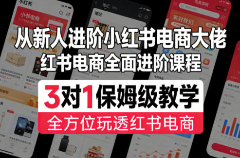 从新人进阶小红书电商大佬，红书电商全面进阶课程，3对1保姆级教学，全方位玩透红书电商-huitchan网创