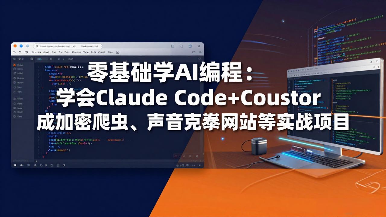 零基础学AI编程：学会Claude Code+Cursor完成加密爬虫、声音克隆网站等实战项目-huitchan网创