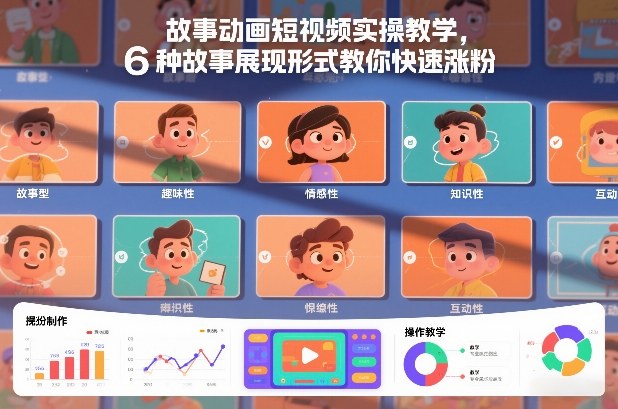 故事动画短视频实操教学，6种故事展现形式教你快速涨粉-huitchan网创