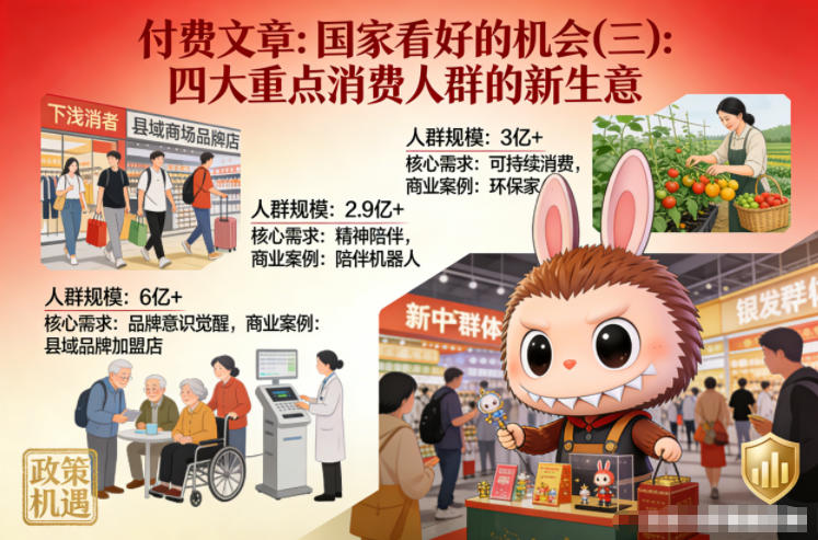 付费文章：国家看好的机会(三)：四大重点消 费人群的新生意-huitchan网创
