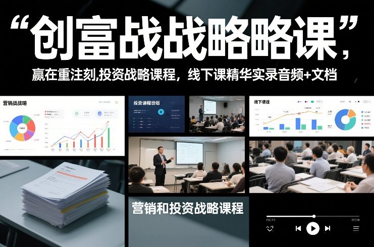 创富战略课，赢在重注时刻，营销和投资战略课程，线下课精华实录音频+文档-huitchan网创