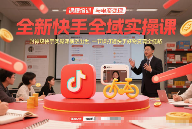 全新快手全域实操课，封神级快手实操课横空出世，一节课打通快手好物变现全链路-huitchan网创