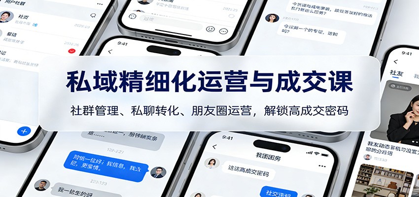 私域精细化运营与成交课：社群管理、私聊转化、朋友圈运营，解锁高成交密码-huitchan网创