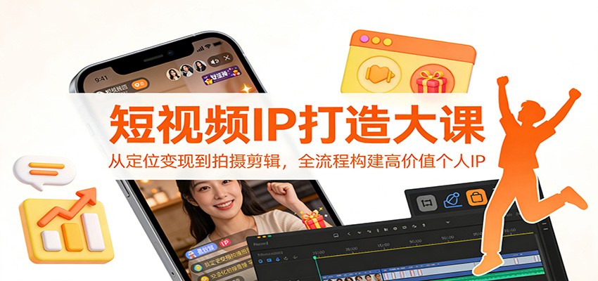 短视频IP打造大课：从定位变现到拍摄剪辑，全流程构建高价值个人IP-huitchan网创