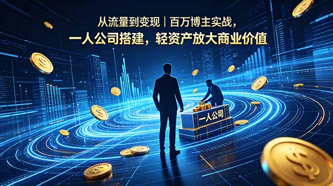 从流量到变现｜百万博主实战，一人公司搭建，轻资产放大商业价值-huitchan网创