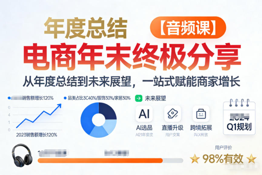电商年未终极分享，从年度总结到未来展望，一站式赋能商家增长【音频课】-huitchan网创