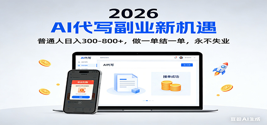 2026 副业首选!AI 代写日入 300-800,普通人0门槛,做一单结一单!-huitchan网创