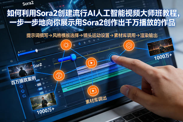 如何利用Sora2创建流行AI人工智能视频大师班，一步一步地向你展示用Sora2创作出千万播放的作品-huitchan网创