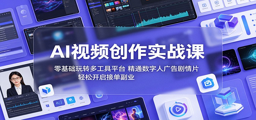 AI视频创作实战课：零基础玩转多工具平台，精通数字人广告、剧情片，轻松开启接单副业-huitchan网创