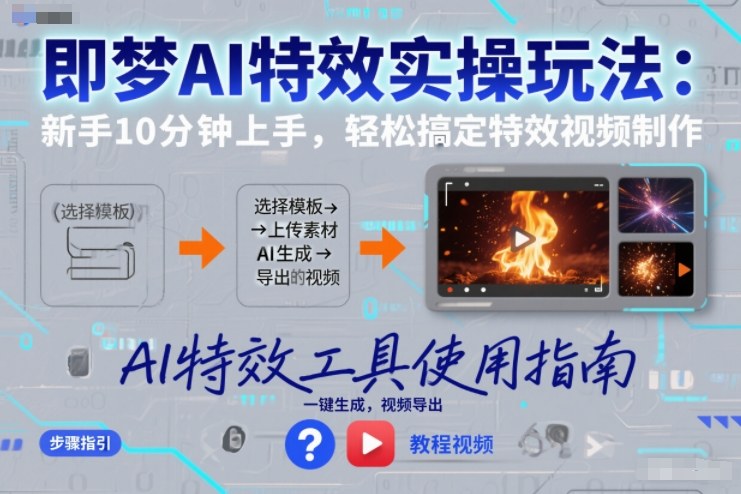 即梦AI特效实操玩法：新手10分钟上手，轻松搞定特效视频制作-huitchan网创