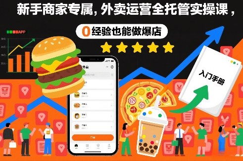 新手商家专属，外卖运营全托管实操课，0经验也能做爆店-huitchan网创