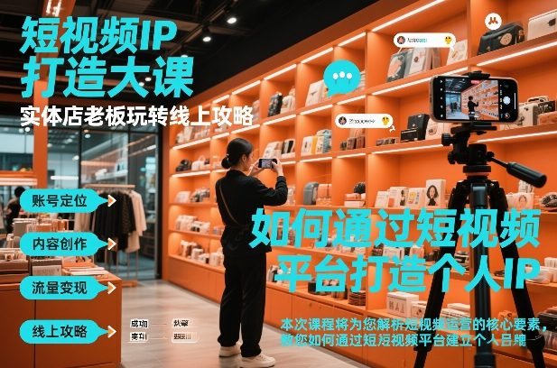 短视频ip打造大课，实体店老板玩转线上攻略-huitchan网创