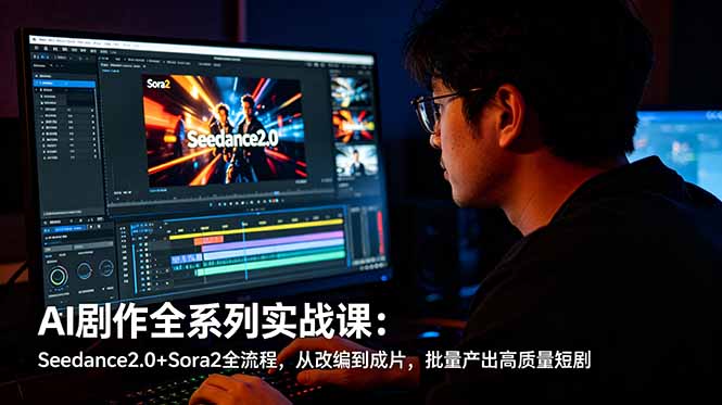 AI剧作全系列实战课：Seedance2.0+Sora2全流程，从改编到成片，批量产出高质量短剧-huitchan网创