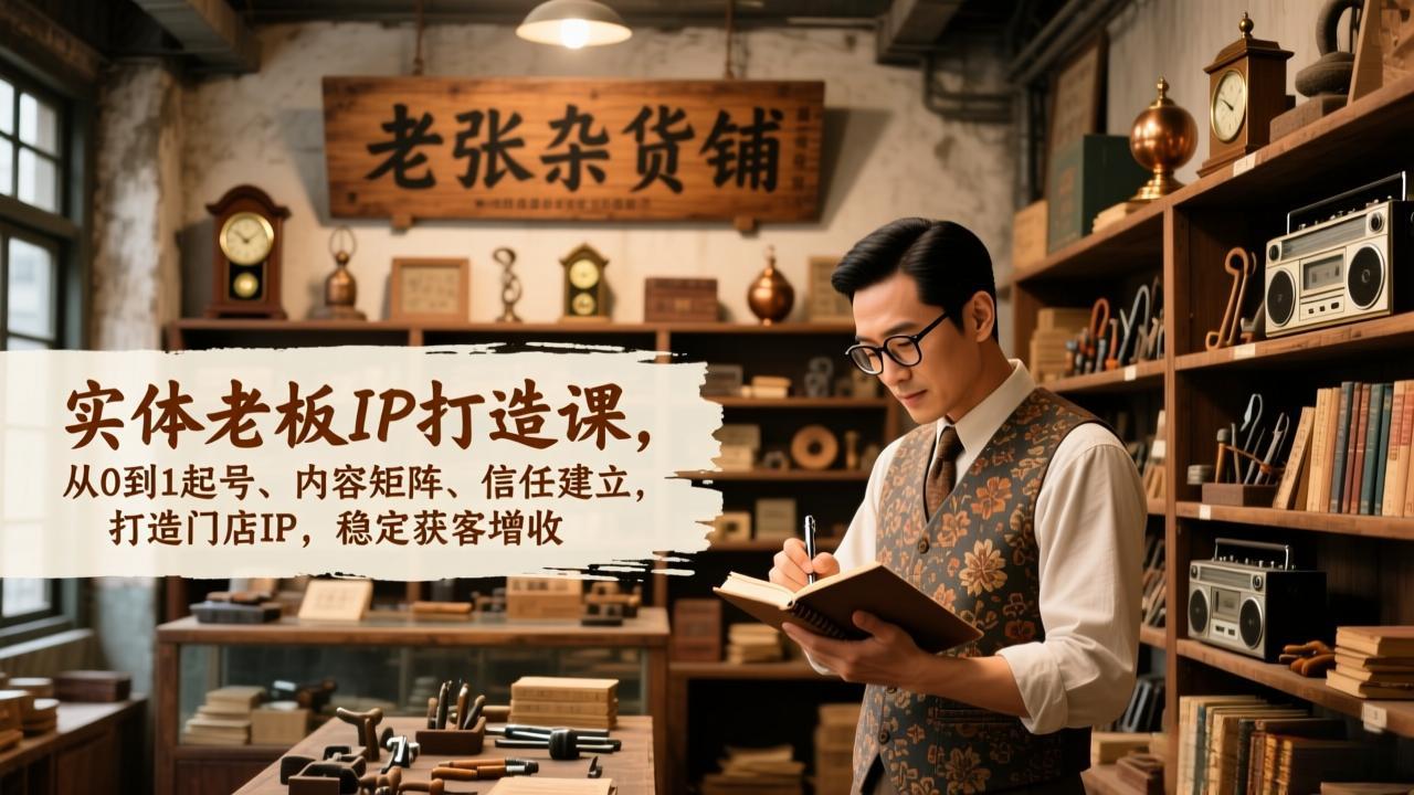 实体老板IP打造课，从0到1起号、内容矩阵、信任建立，打造门店IP，稳定获客增收-huitchan网创