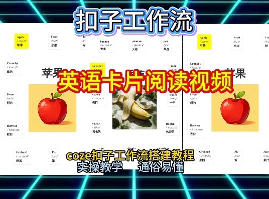 【一键生成英语卡片单词阅读工作流】2026保姆级教程，Coze工作流一键搭，英语单词卡片+阅读练习直接搞定-huitchan网创