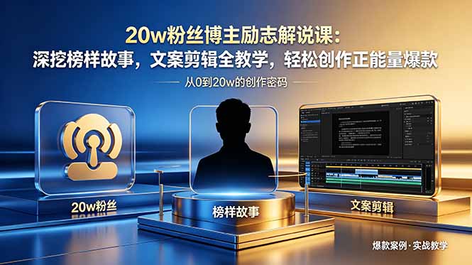 20w粉丝博主励志解说课：深挖榜样故事，文案剪辑全教学，轻松创作正能量爆款-huitchan网创