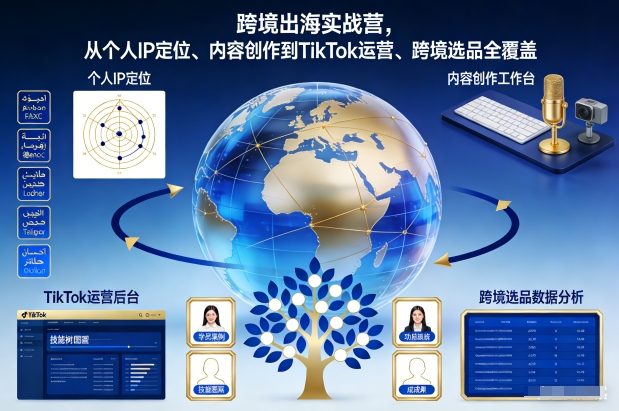 跨境出海实战营，从个人IP定位、内容创作到TikTok运营、跨境选品全覆盖-huitchan网创