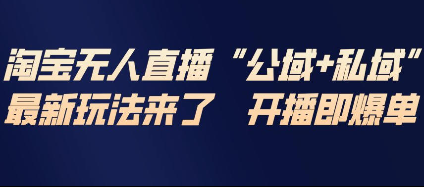 淘宝无人直播完整教程，公试+私域，最新玩法来了，开播即爆单-huitchan网创
