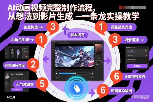 AI动画视频完整制作流程，从想法到影片生成一条龙实操教学-huitchan网创