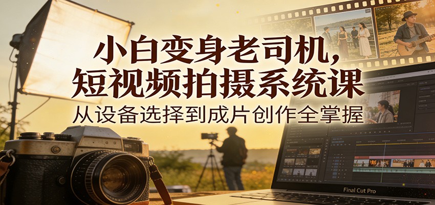 小白变身老司机，短视频拍摄系统课，从设备选择到成片创作全掌握-huitchan网创