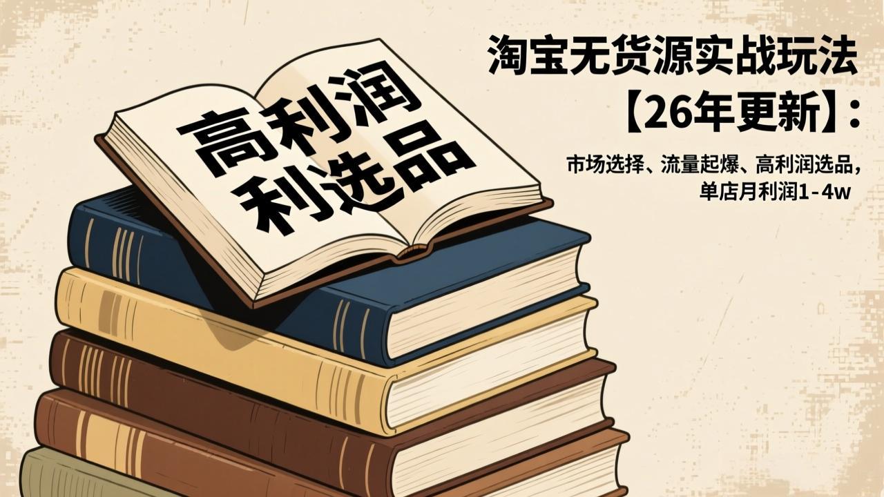 淘宝无货源实战玩法【26年更新】：市场选择、流量起爆、高利润选品，单店月利润1-4w-huitchan网创