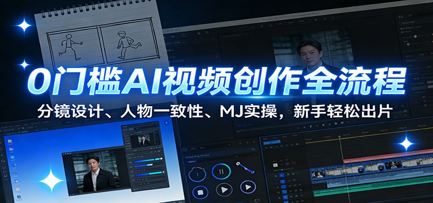 0门槛AI视频创作全流程：分镜设计、人物一致性、MJ实操，新手轻松出片-huitchan网创