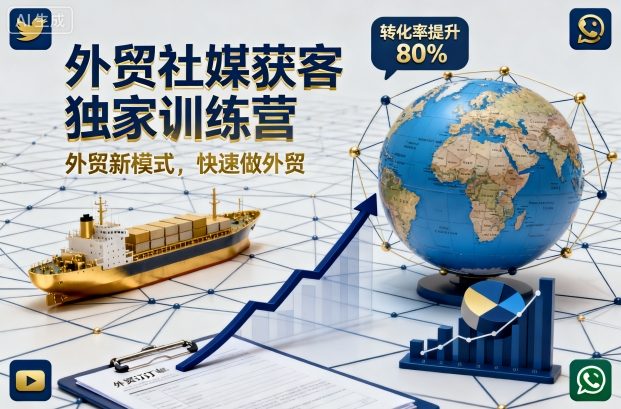 外贸社媒获客独家训练营，外贸新模式，快速做外贸(更新26年5月)-huitchan网创