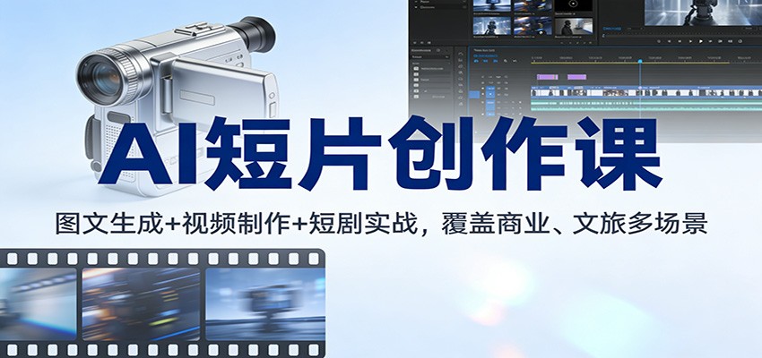 AI短片创作课：图文生成+ 视频制作+短剧实战，覆盖商业、 文旅多场景-huitchan网创