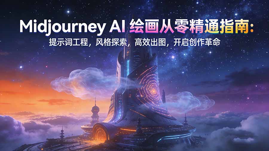 Midjourney AI绘画从零精通指南：提示词工程，风格探索，高效出图，开启创作革命-huitchan网创