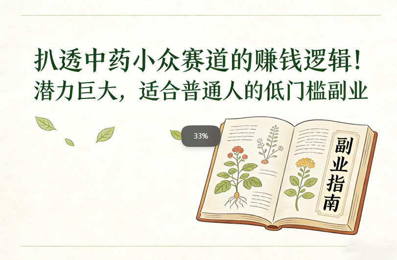 扒透中药小众赛道的賺米逻辑，潜力巨大，适合普通人的低门槛副业-huitchan网创