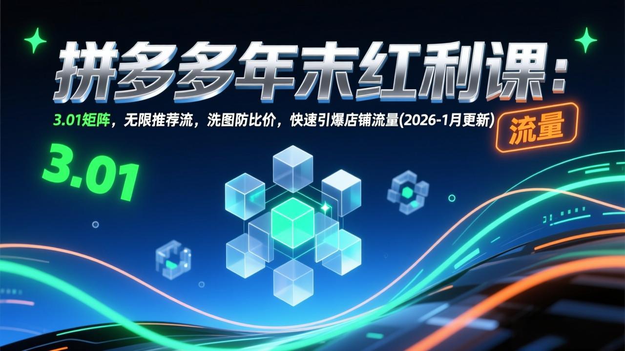 拼多多年末红利课：3.01矩阵，无限推荐流，洗图防比价，快速引爆店铺流量(2026-1月更新-huitchan网创