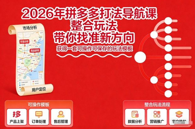 2026年拼多多打法导航课，整合玩法，带你找准新方向，获得一套可操作可保存的玩法模板-huitchan网创