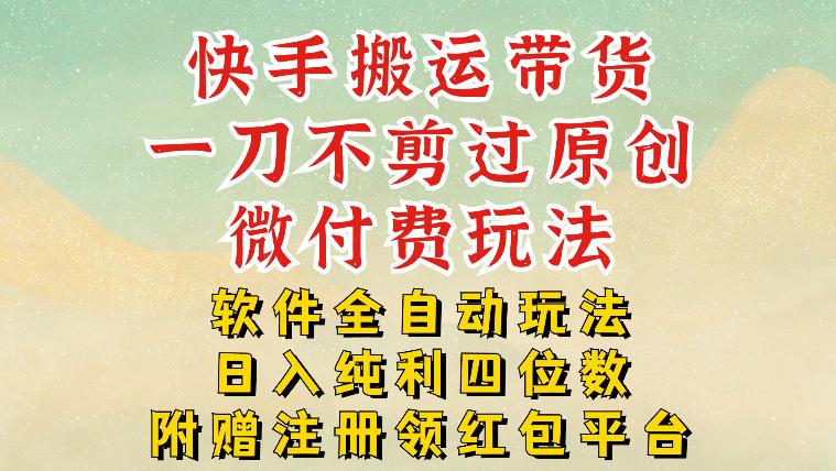 快手搬运带货，一刀不剪过原创，微付费玩法，软件全自动玩法，日入纯利四位数【揭秘】-huitchan网创