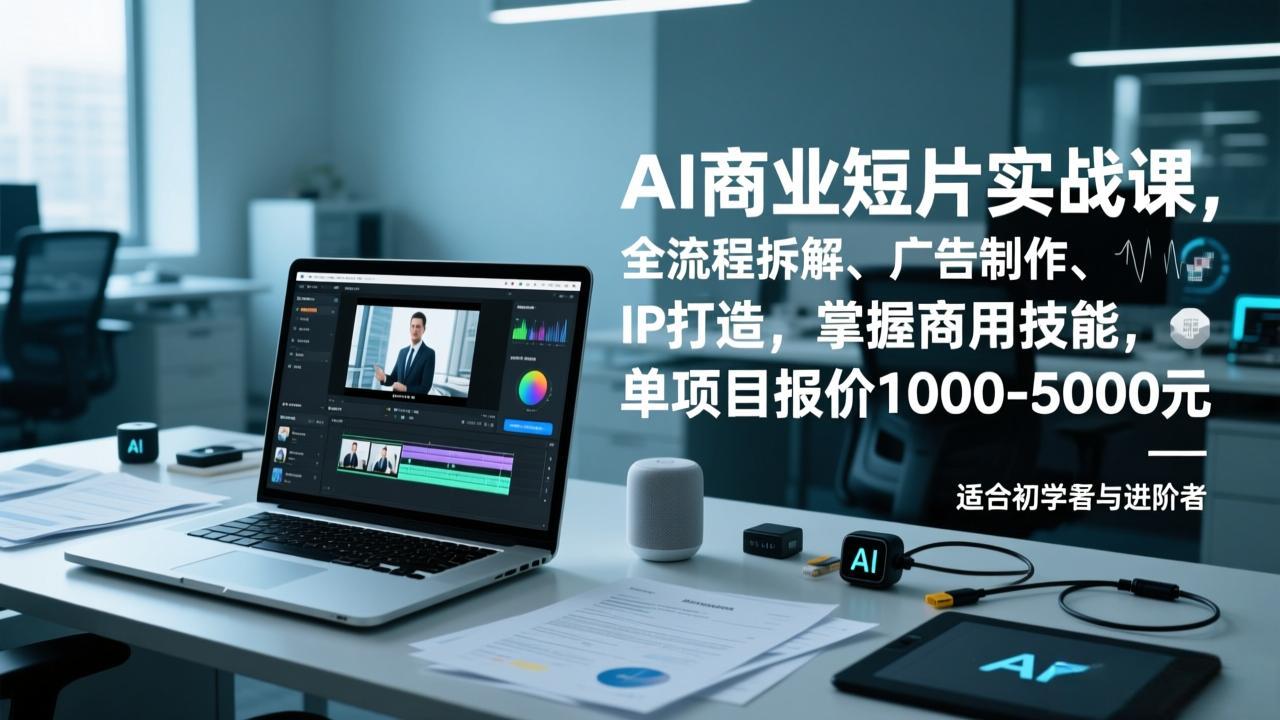 AI商业短片实战课，全流程拆解、广告制作、IP打造，掌握商用技能，单项目报价1000-5000元-huitchan网创