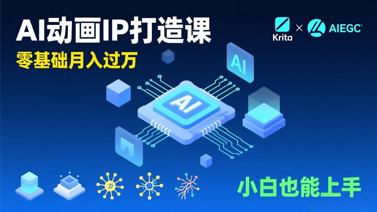 AI动画新手变现课，Krita+AIGC、模型训练、商单资源，零基础月入过万，小白也能上手-huitchan网创