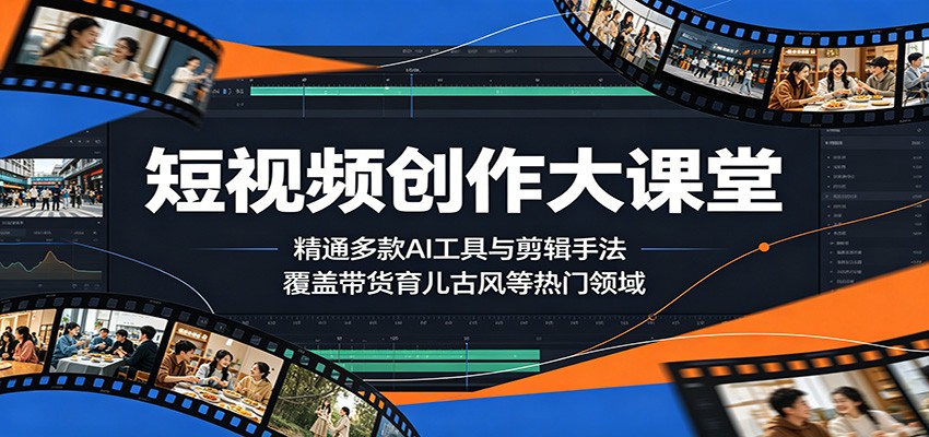 短视频创作大课堂：精通多款AI工具与剪辑手法，覆盖带货、育儿、古风等热门领域-huitchan网创