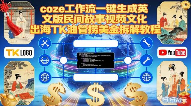 Coze扣子工作流一键生成英文版民间故事视频，文化出海TK油管捞美金拆解教程-huitchan网创