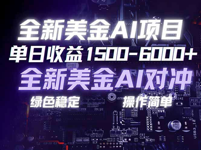 美金AI对冲项目，日入1500-6000+，绿色稳定，操作简单，创业副业首选，可批量放大-huitchan网创