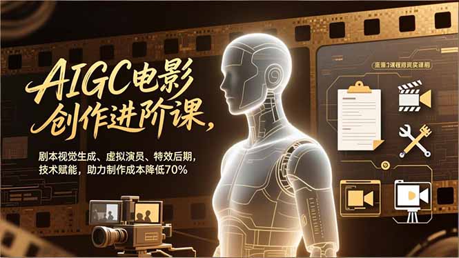 AIGC电影创作进阶课，剧本视觉生成、虚拟演员、特效后期，技术赋能，助力制作成本降低70%-huitchan网创
